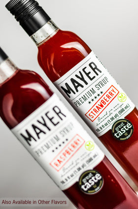Mayer Strawberry Syrup as dessert topping adds depth.