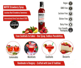 Mayer Strawberry Syrup drizzled on pancakes shows natural sweetness.