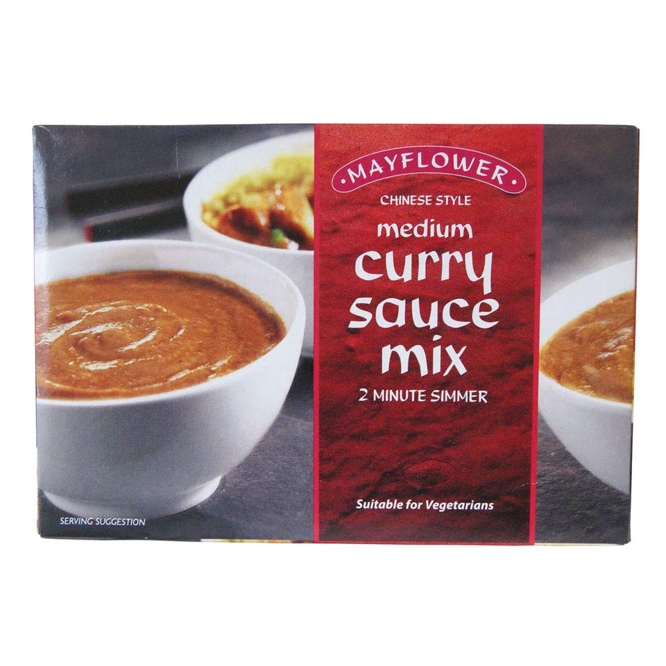 Mayflower Medium Curry Sauce Mix box enables quick, flavorful curries at home