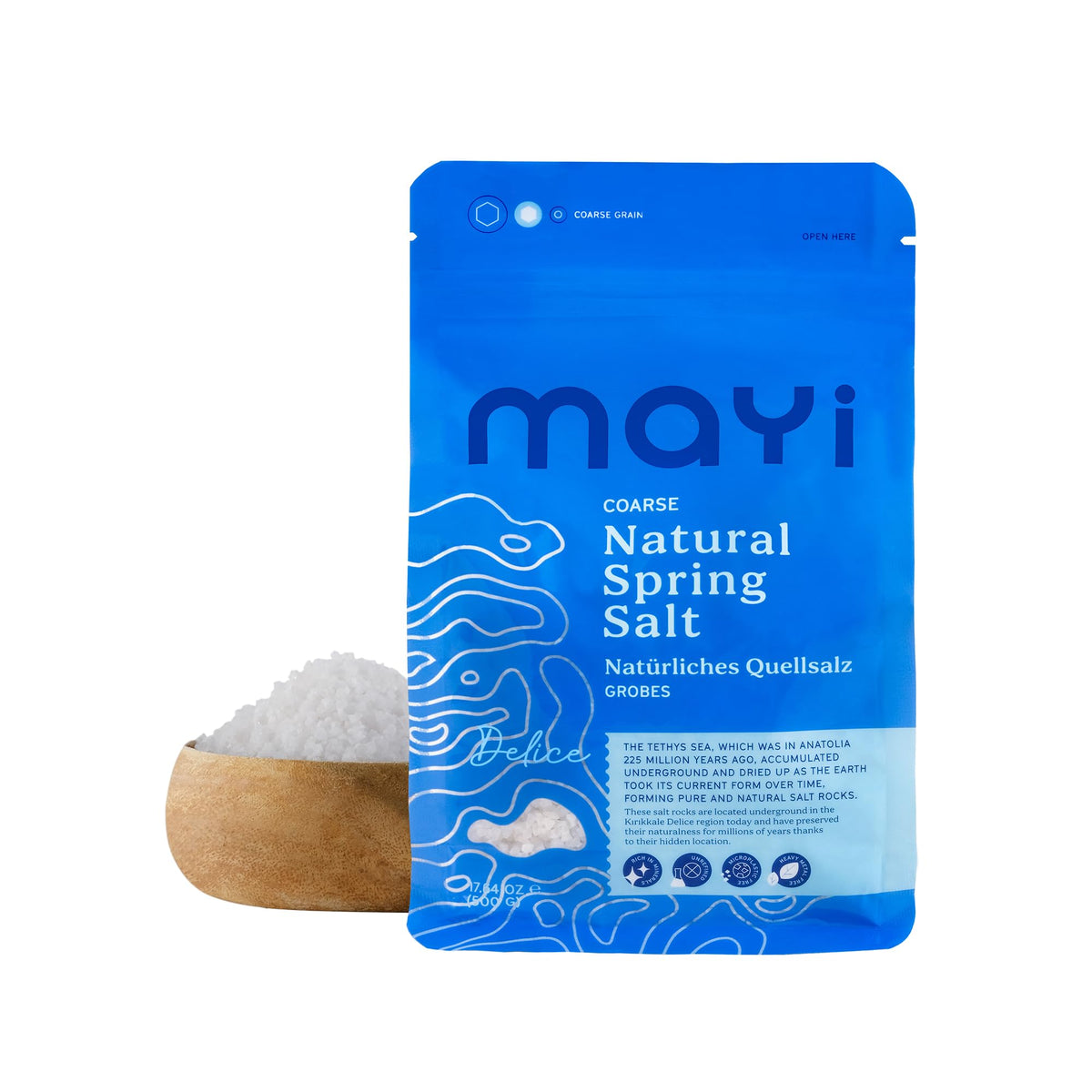 Mayi Tuz ancient spring salt, hand-harvested crystals for refined cooking.