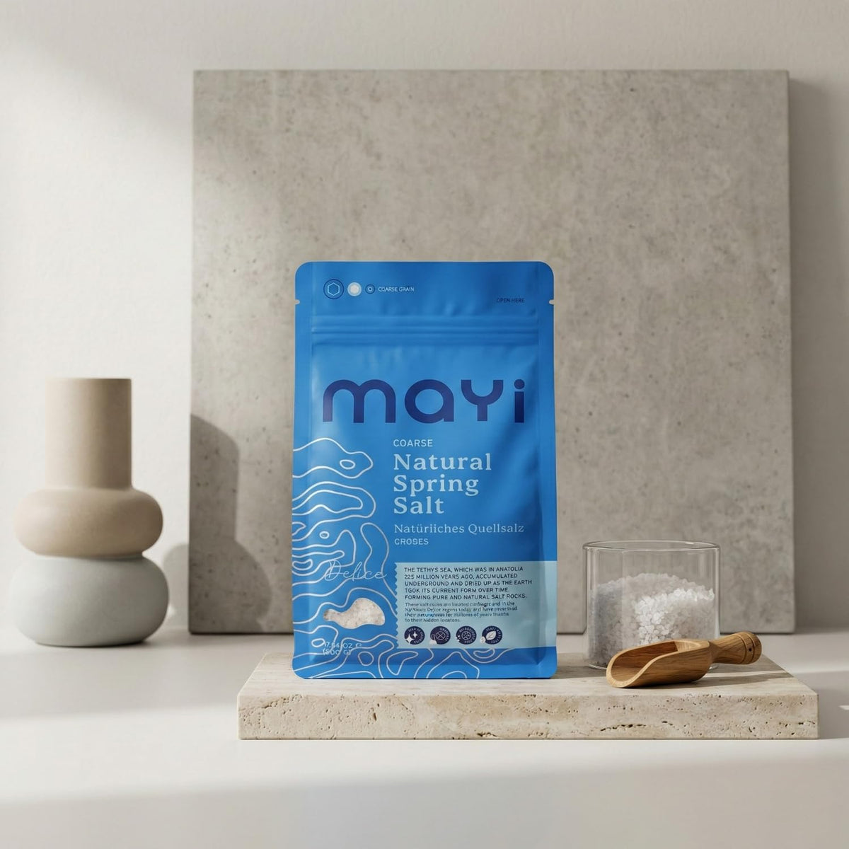 Mayi Tuz chemical-free, non-GMO salt for everyday meals.