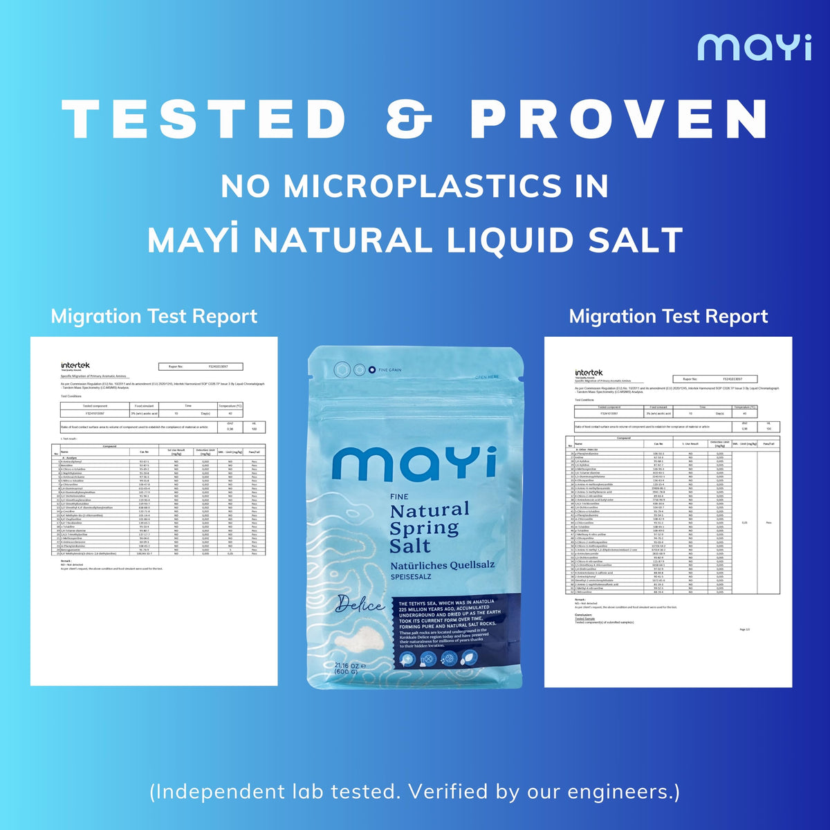Mayi Tuz fine-ground salt pour demonstrates quick dissolution for dressings.