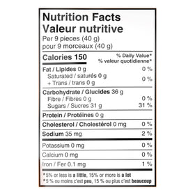 Canada-made Maynards Fuzzy Peach label denotes origin and quality