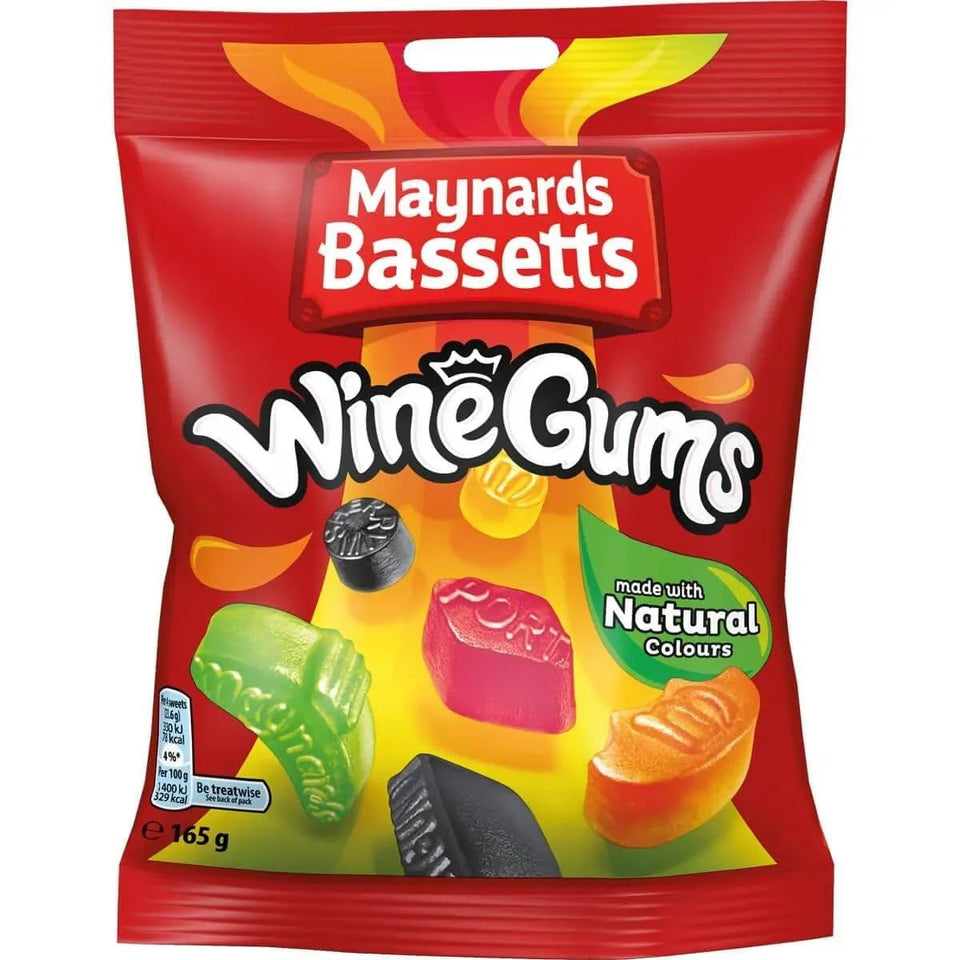 Maynards Wine Gums bag front showing two 165g packs for sharing