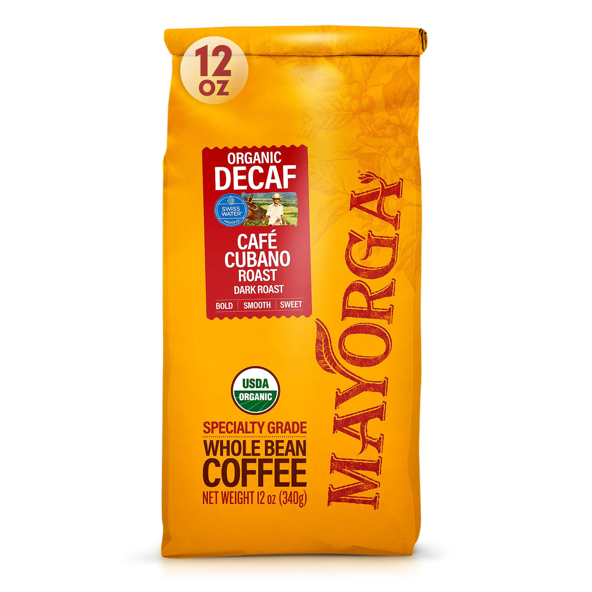 Mayorga Decaf Cubano beans 12oz for smooth, everyday brewing.