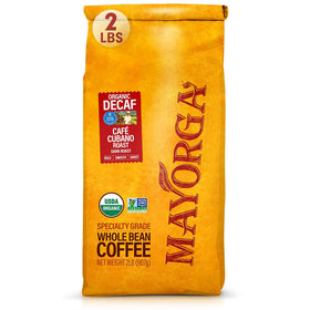 Mayorga Decaf Cubano Roast beans ready for grinding and brewing.