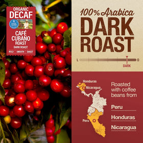 Mayorga Decaf Cubano roast label inside package highlights organic sourcing