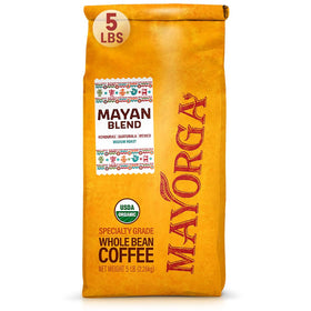 Mayorga Mayan Blend coffee beans ready for grinding for a rich home brew