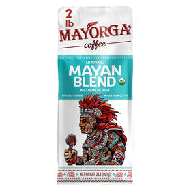 Mayorga Mayan Blend organic coffee bag showcasing organic beans for a fresh, flavorful morning