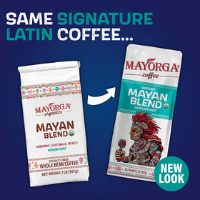 Steaming cup of Mayorga Mayan Blend reveals inviting aroma and balanced, medium roast