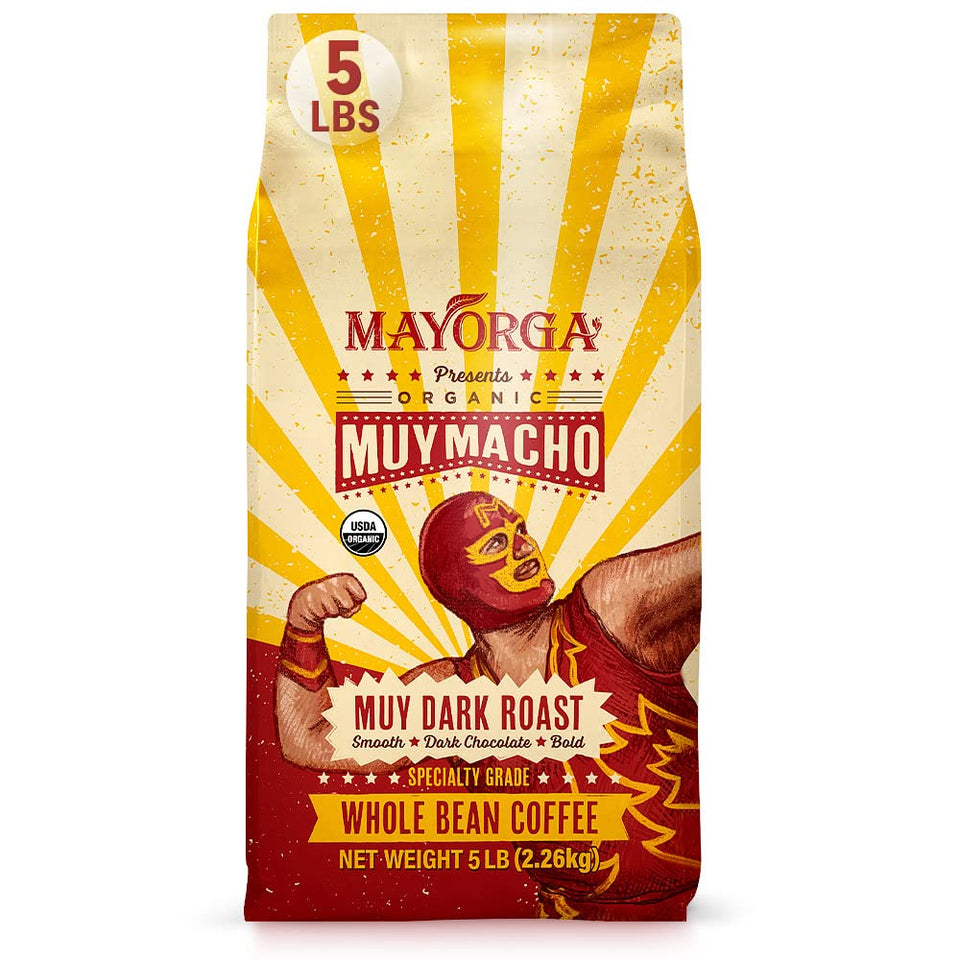 Mayorga Muy Macho roast coffee bag with deep aroma and bold flavor