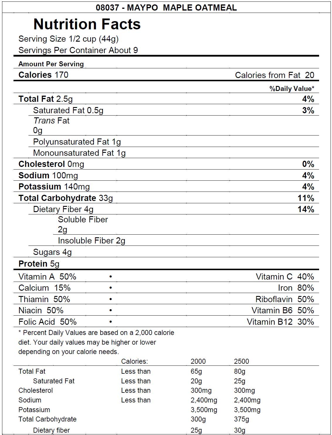 Maypo heart-healthy oats highlight fiber for daily meals