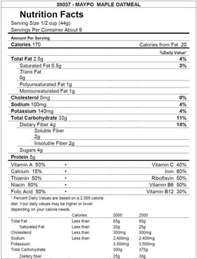 Maypo heart-healthy oats highlight fiber for daily meals