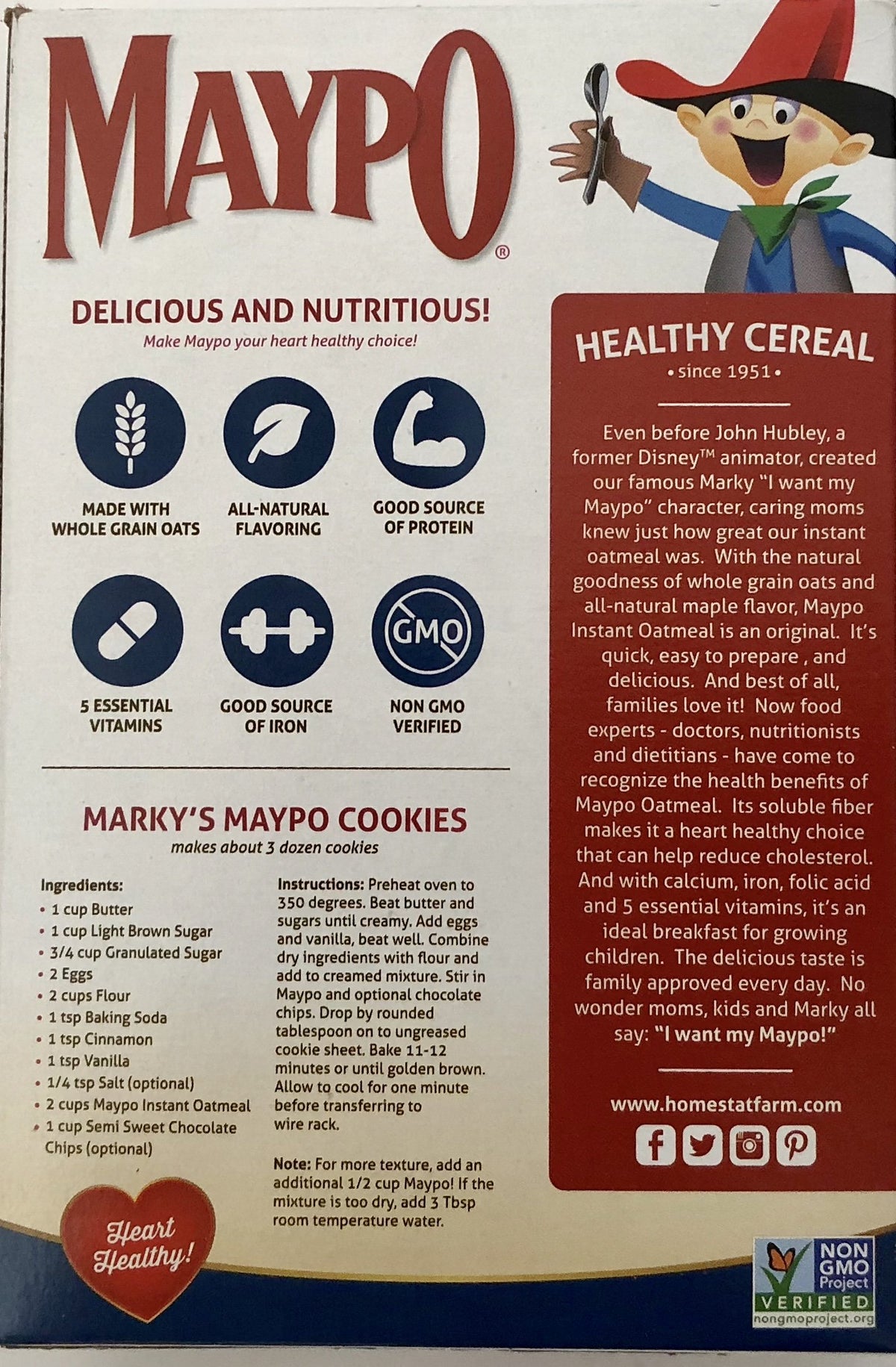 Maypo instant maple oatmeal being poured into hot liquid for easy mornings.