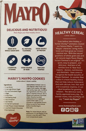 Maypo instant maple oatmeal being poured into hot liquid for easy mornings.