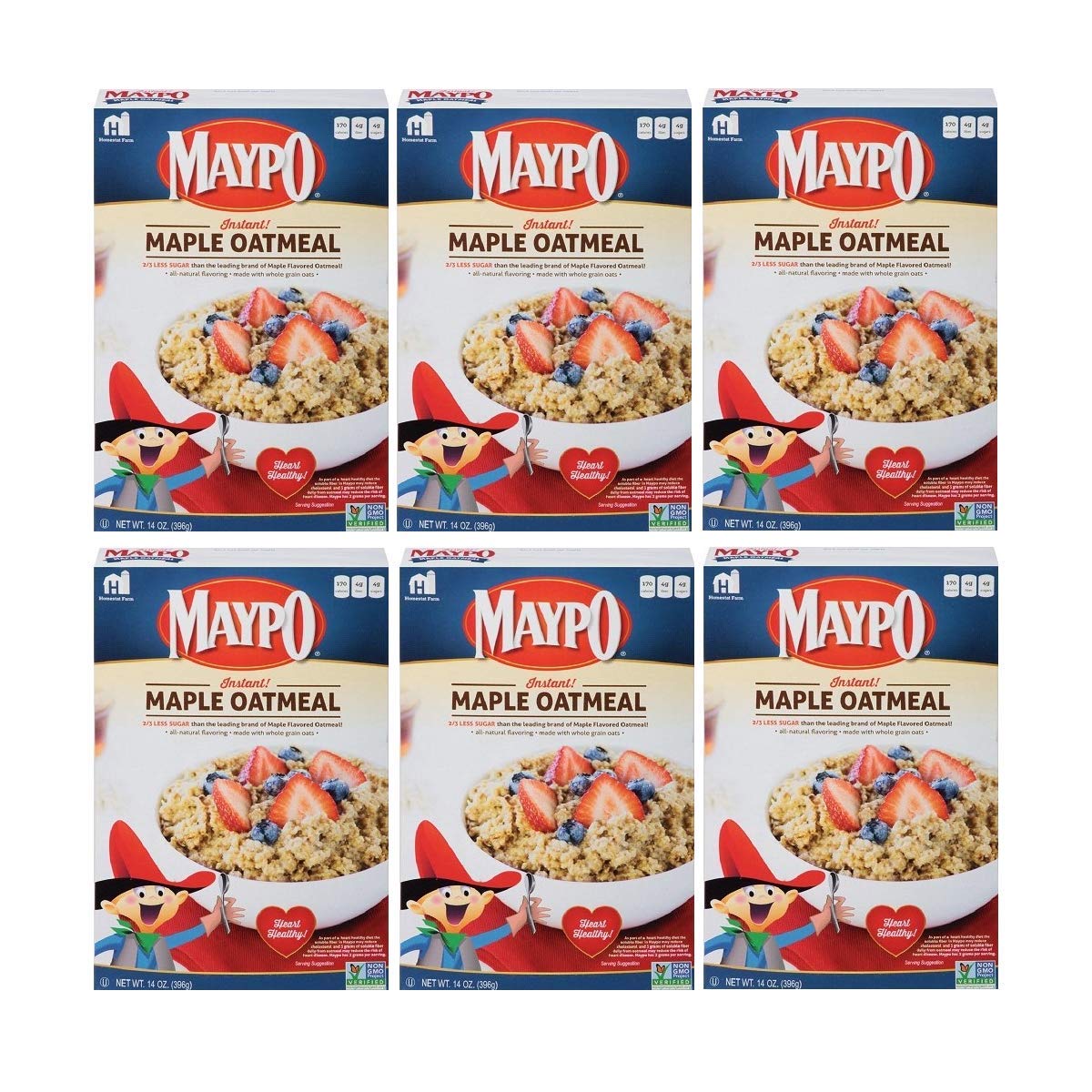 Maypo Oatmeal Instant Maple ingredients panel: easy to customize with toppings.