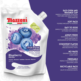 Mazzoni Blueberry Puree ready for cocktails like blueberry mojitos.