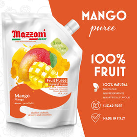 Mazzoni mango puree 2-2lb pouch ready for quick smoothies.