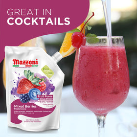 Mazzoni mixed berry puree in cocktail glass signals versatile drink mixer