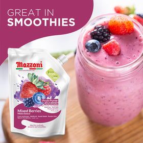 Mazzoni mixed berry puree used as dessert topping for flavor boost