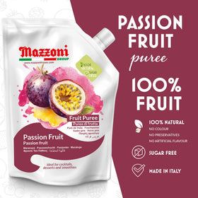 Mazzoni passion fruit puree pour highlights smooth texture for cocktails and smoothies