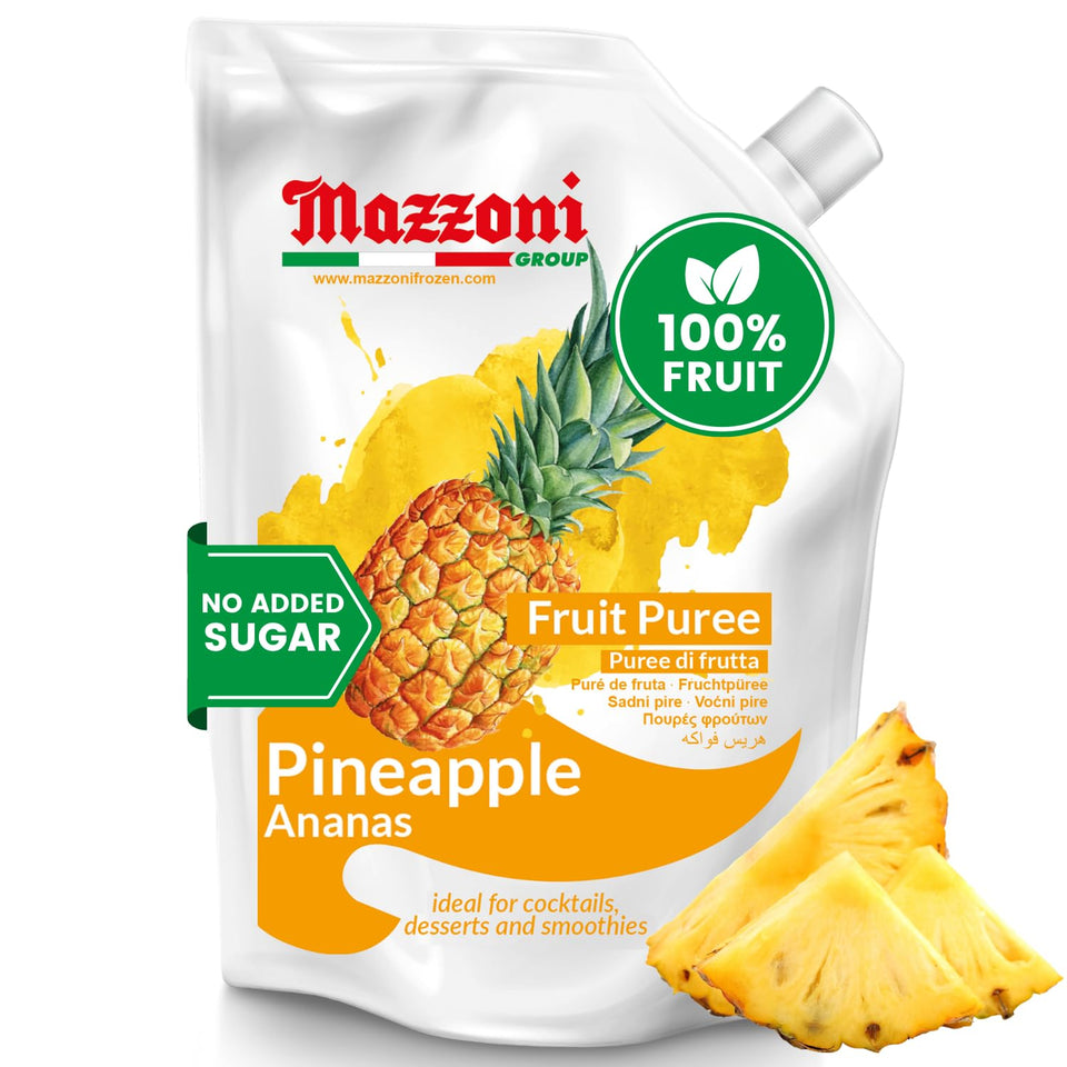 Mazzoni pineapple puree pouch for cocktails and smoothies.