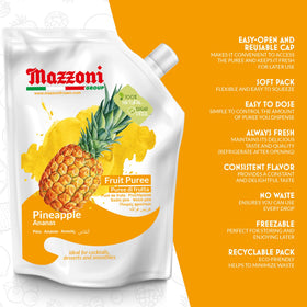 Mazzoni pineapple puree smoothie base enhances fruit beverages.