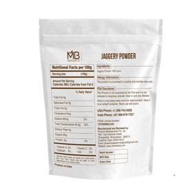 MB Herbals jaggery powder free-flowing texture without anti-caking agent.