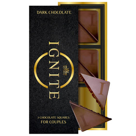 MBDH Wellness Ignite dark chocolate square unwrapped for sharing and savoring.