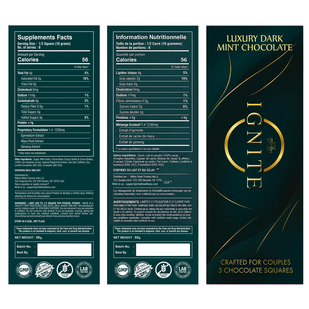 MBDH Ignite Mint Chocolate Squares gift-ready packaging for gifting