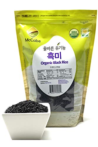 McCabe Organic Black Rice ready dish in bowl; gluten-free, fiber-rich meal idea.