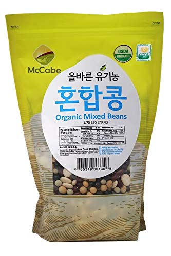 McCabe Organic Mixed Bean packaging highlighting organic certification and pantry-ready convenience