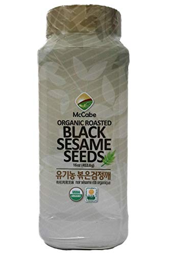McCabe Organic roasted black sesame seeds in a jar for easy garnish