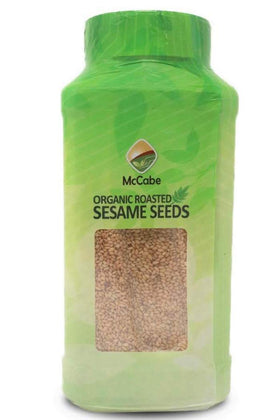 McCabe Organic Roasted Sesame seeds closeup highlights nutty aroma for flavorful dishes.