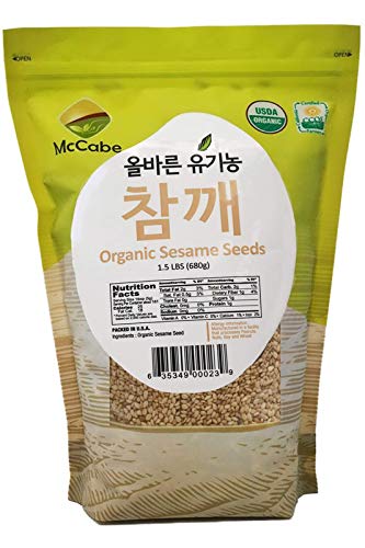McCabe Organic sesame seeds in a pantry pouch, rich in minerals and fiber.