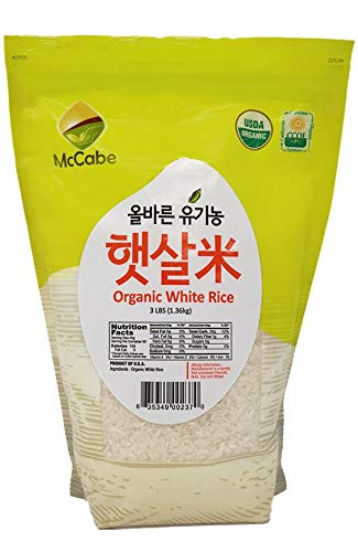 McCabe Organic White Rice packaging highlights premium organic quality for daily meals