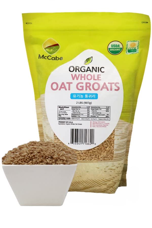 McCabe Organic Whole Oat Groats close-up showing plump kernels and texture