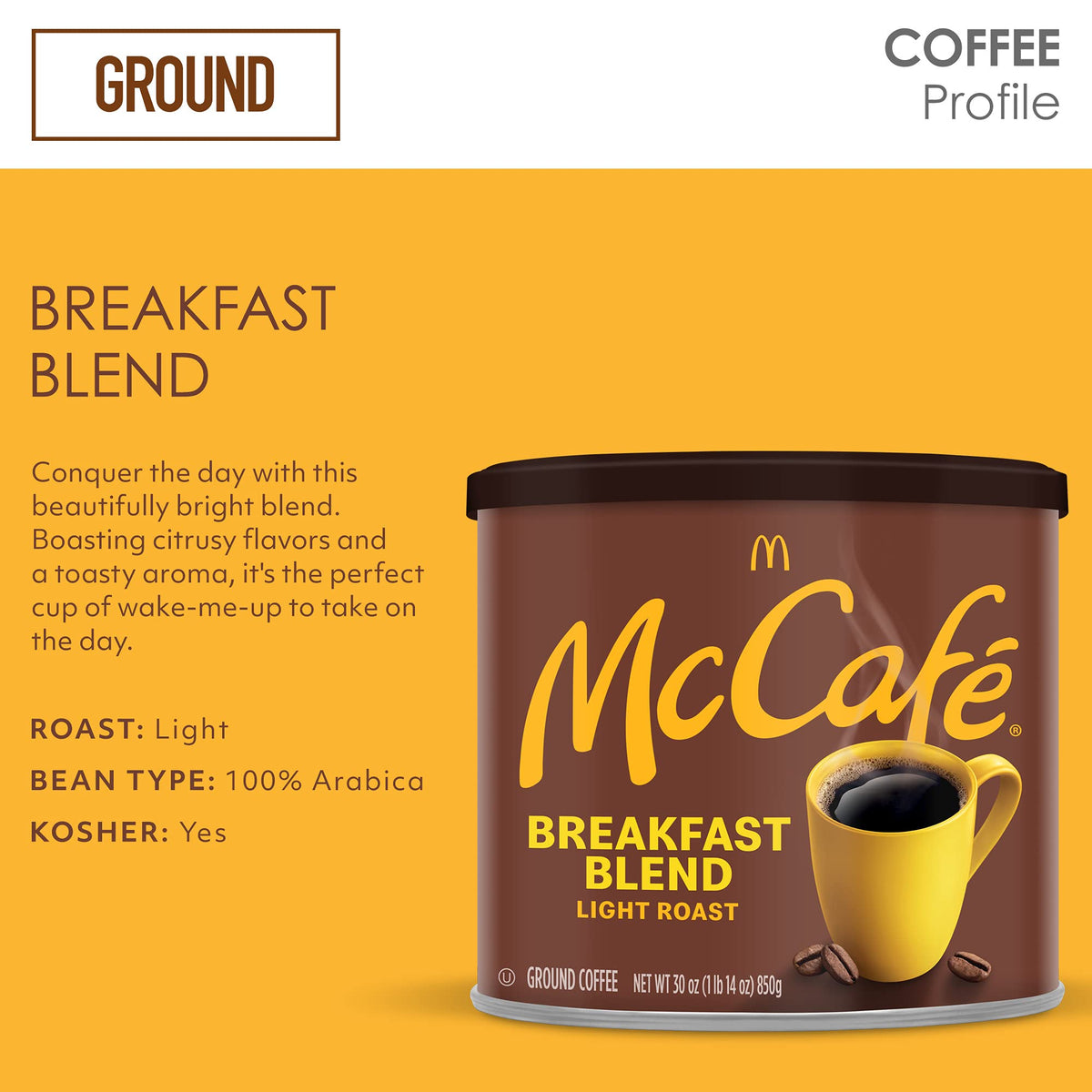 Aroma-steam cup of McCafé Breakfast Blend highlighting bright flavor
