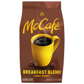 McCafé Breakfast Blend ground coffee bag highlights freshness and quality