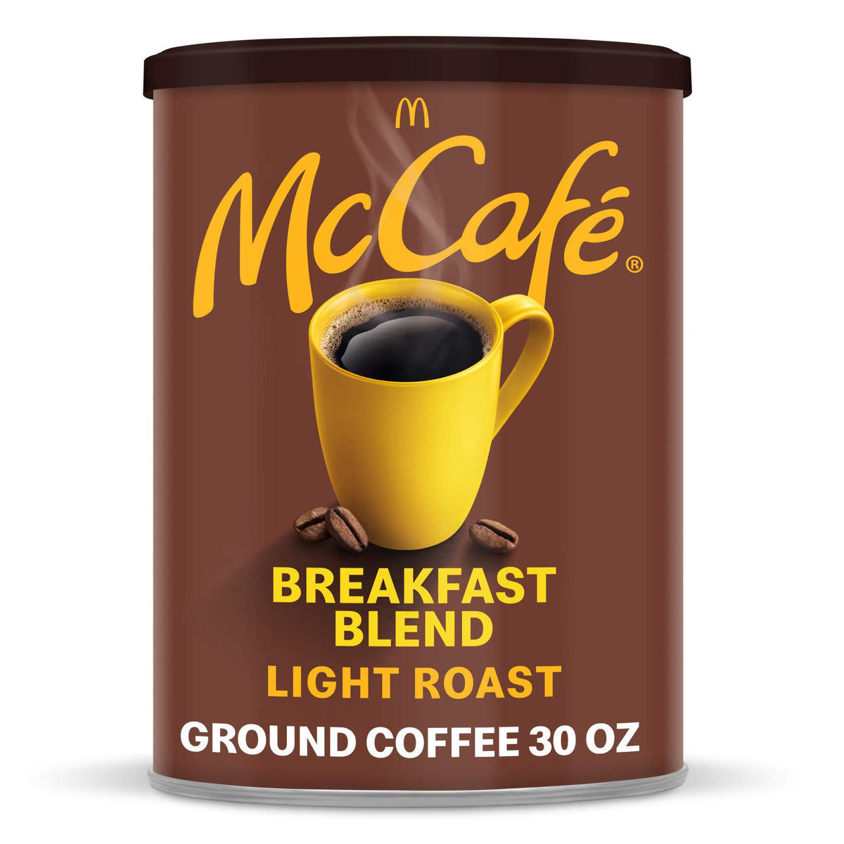 McCafé Breakfast Blend light roast 30 oz canister for a balanced morning aroma