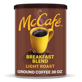 McCafé Breakfast Blend light roast 30 oz canister for a balanced morning aroma