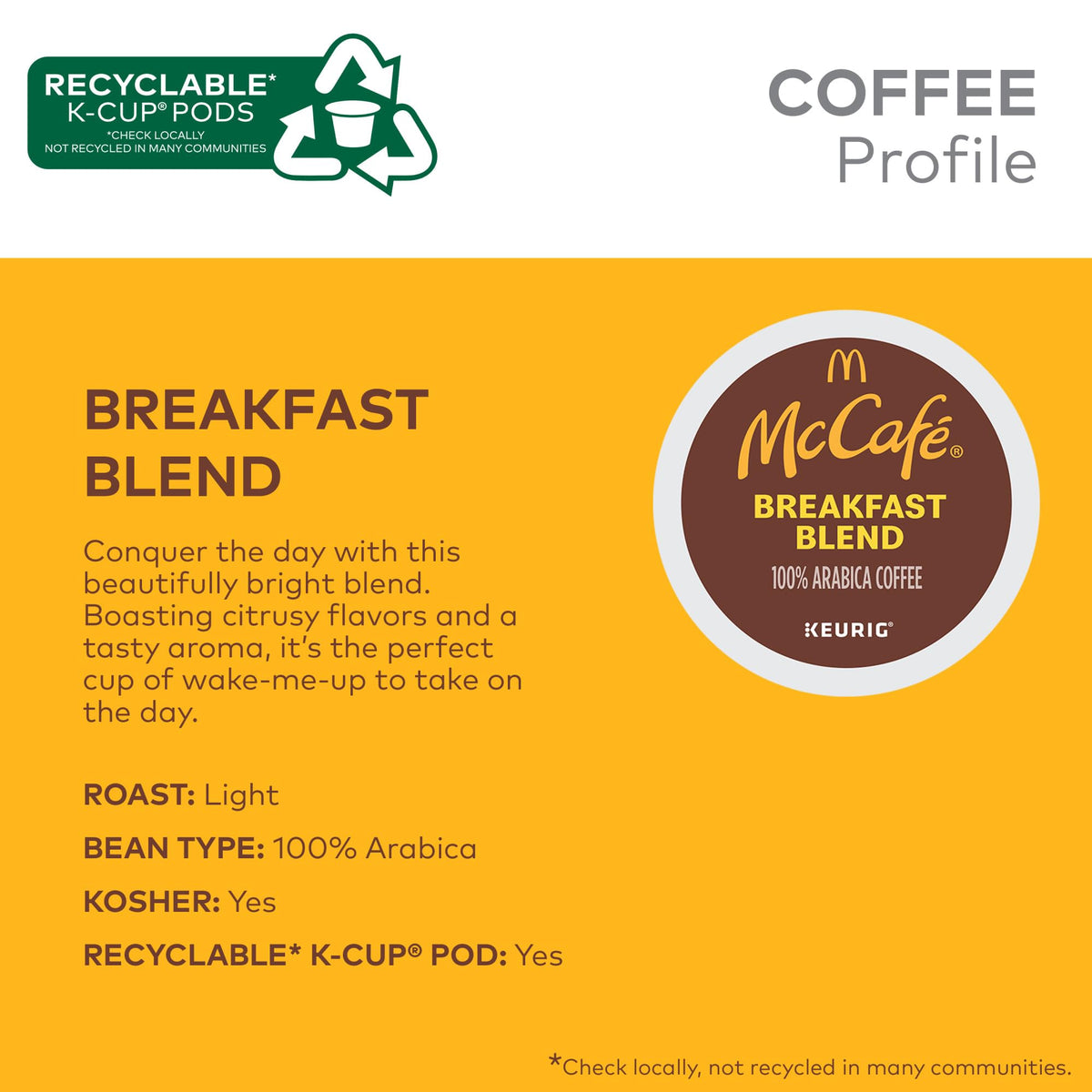 McCafé Breakfast Blend mug with steam showing citrus aroma