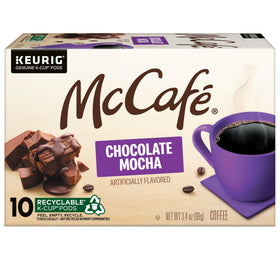 McCafé Chocolate Mocha K-Cup pods compatible with Keurig machines.