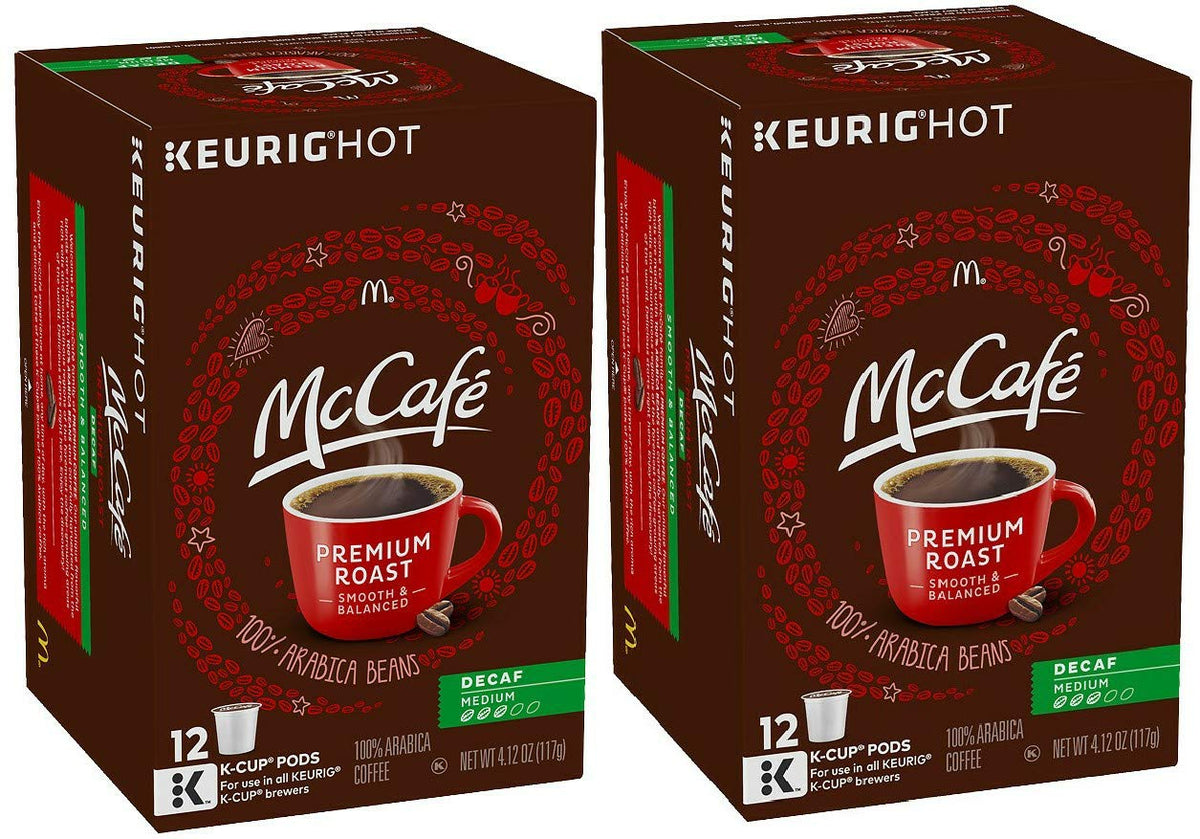 McCafé Decaf K-Cup box ready for convenient home brewing.