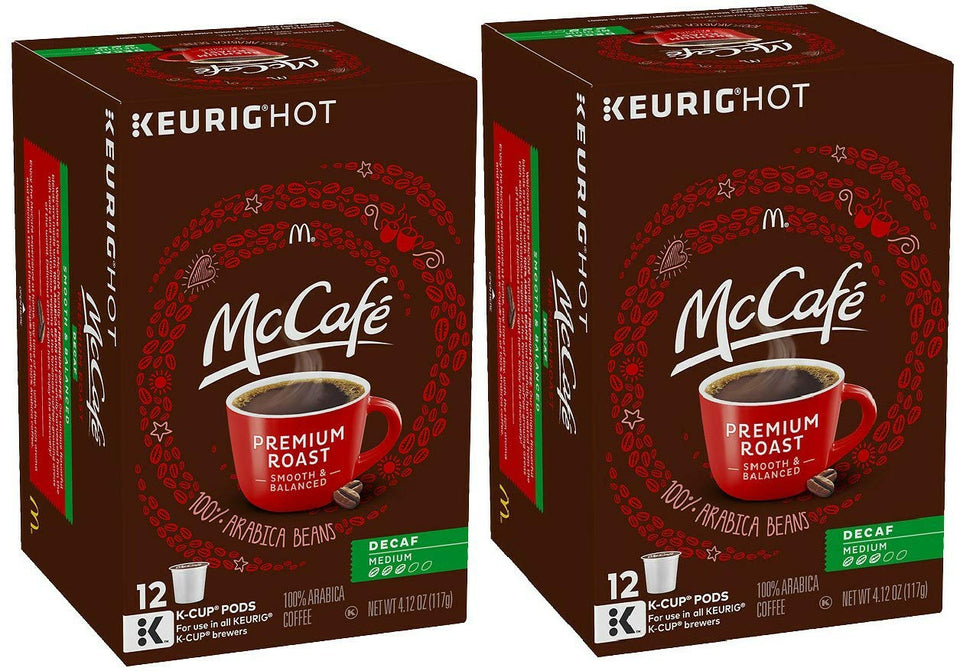 McCafé Decaf K-Cup box ready for convenient home brewing.