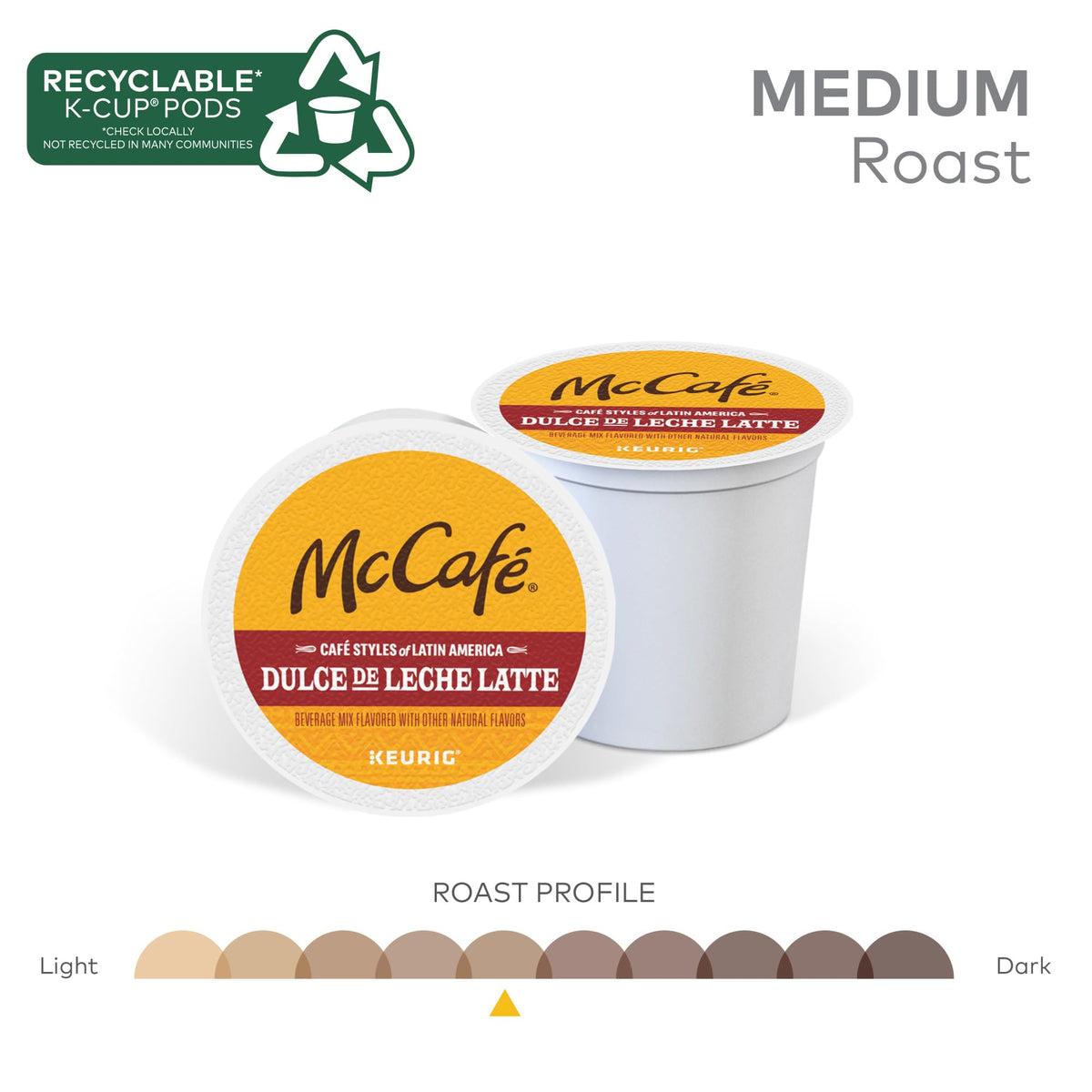 60-count McCafé Dulce de Leche Latte box for convenient at-home coffee.