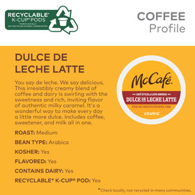 McCafé Dulce de Leche Latte K-Cup pod ready for hot brewing.