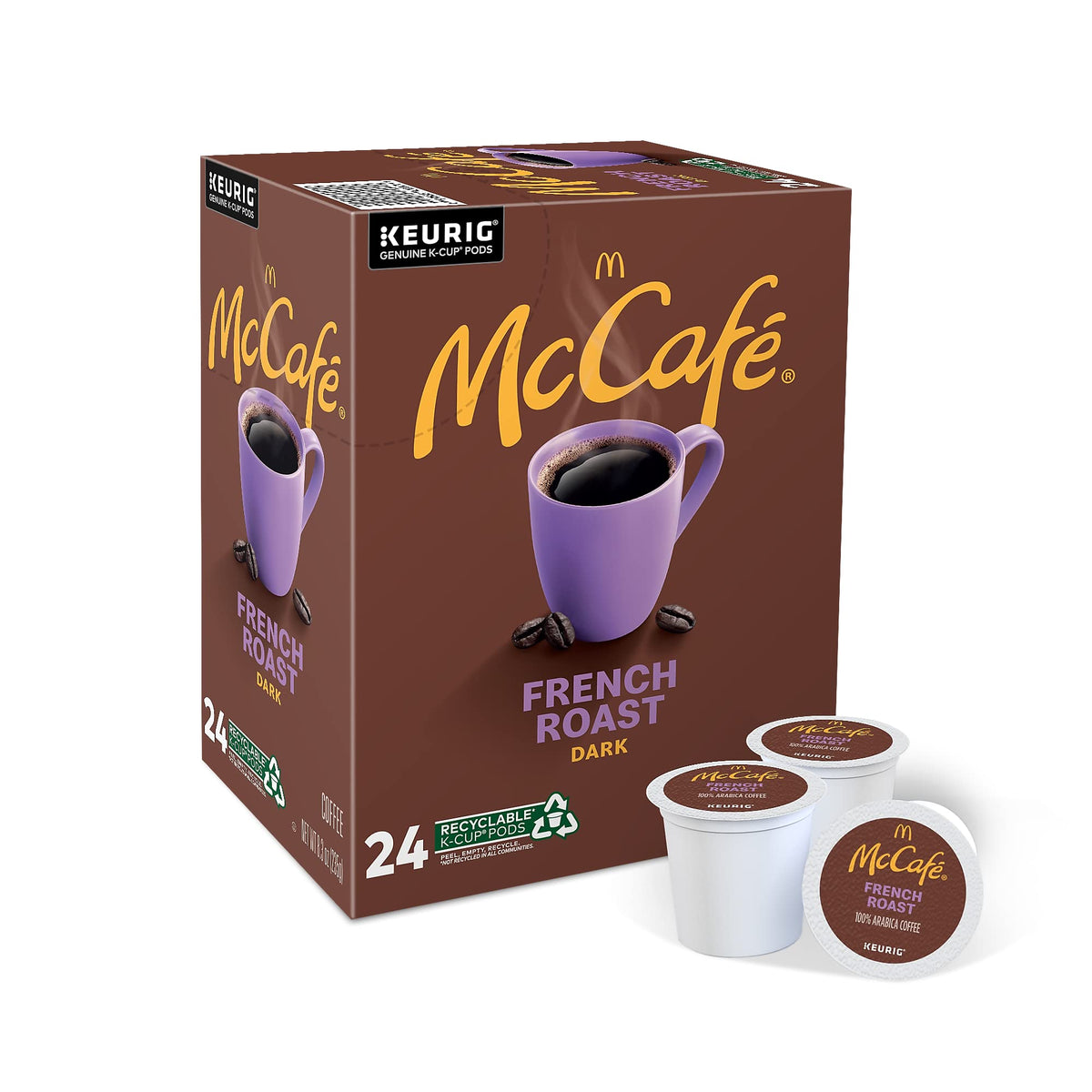 McCafe French Roast K-Cup box 24 for bold, quick morning coffee.