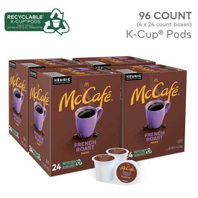 McCafé French Roast K-Cup pods with Arabica beans signaling premium flavor