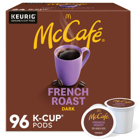 McCafé French Roast K-Cup pods packaging emphasizing recyclable materials for eco-friendly brewing